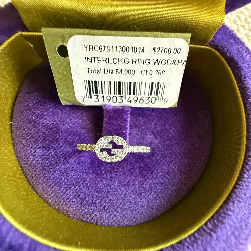 Gucci Interlocking G White Gold Ring Diamond Ring… - image 1
